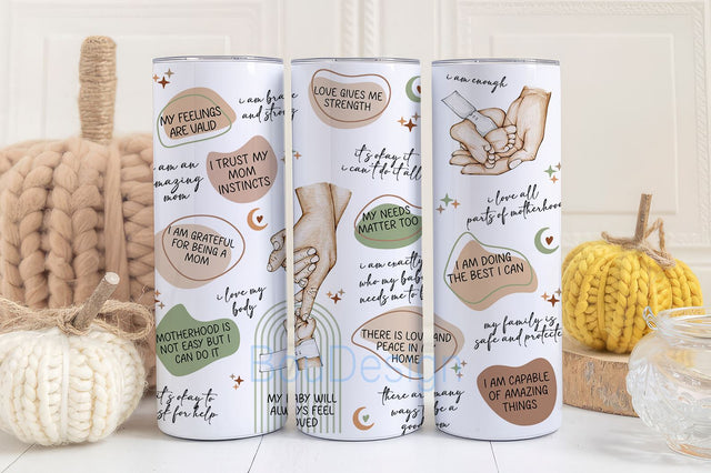 Mom Reminders Tumbler Wrap, Boho Newborn Mom Seamless 20oz Skinny Tumbler Sublimation, Instant PNG Download Sublimation BouDesign 