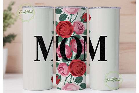 Mom Rose Floral Tumbler Wrap Sublimation PixelChick 