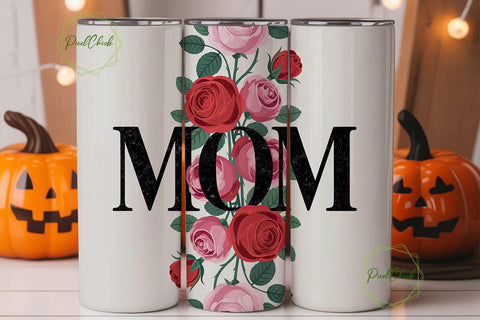 Mom Rose Floral Tumbler Wrap Sublimation PixelChick 