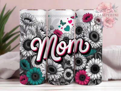 Mom Script Bright Pink Fun 20oz Tumbler, Playful Font, Bright Pink Outline, Modern Typography, Mom Life, Skinny Tumbler, Sublimation PNG Sublimation Li Zamperini 