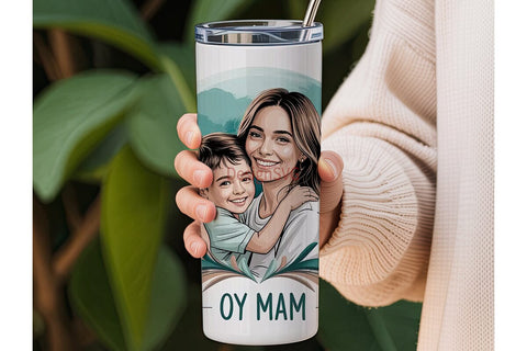 Mom & Son Floral 20oz Tumbler Wrap Sublimation DesignSVG 