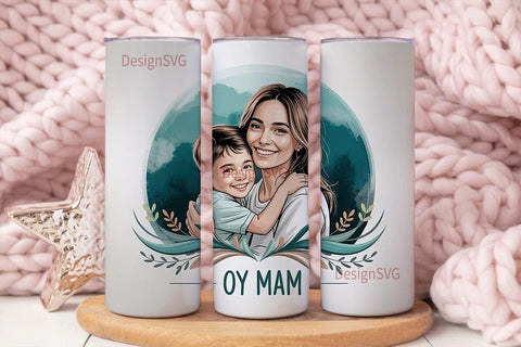 Mom & Son Floral 20oz Tumbler Wrap Sublimation DesignSVG 
