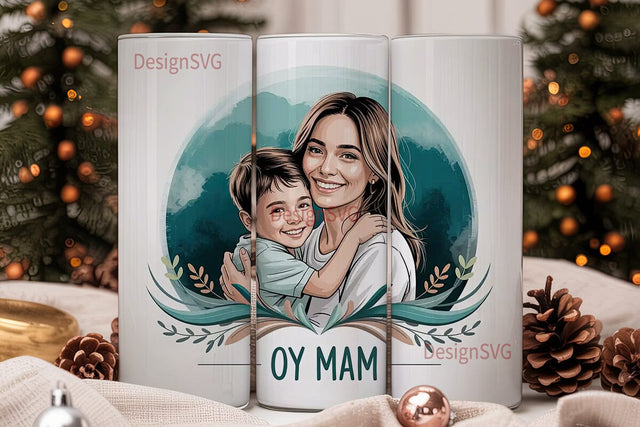 Mom & Son Floral 20oz Tumbler Wrap Sublimation DesignSVG 