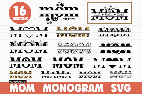 Mom Split Monogram SVG Bundle SVG Jozoor 