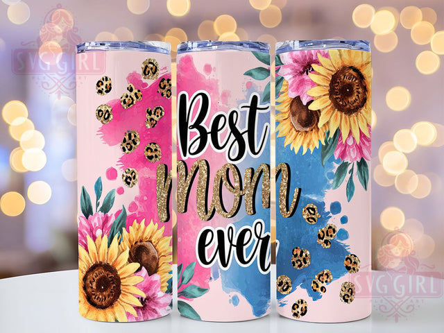 Mom Sunflower Boho 20oz Tumbler, Sunflower Tumbler, Glitter Tumbler, Leopard Print Tumbler, Boho Tumbler, 20oz Sublimation Wrap, Mother's Day Tumbler Sublimation SvggirlplusArt 