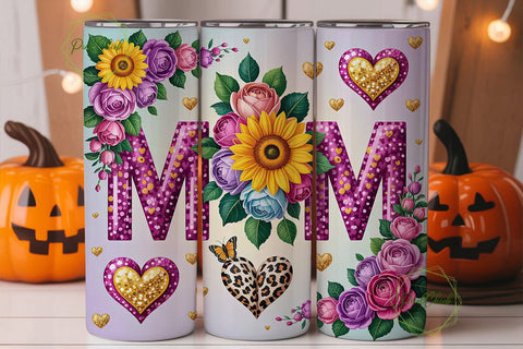Mom Sunflower Glitter 20oz Wrap Sublimation PixelChick 