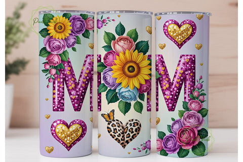 Mom Sunflower Glitter 20oz Wrap Sublimation PixelChick 