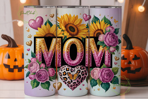 Mom Sunflower Glitter 20oz Wrap Sublimation PixelChick 