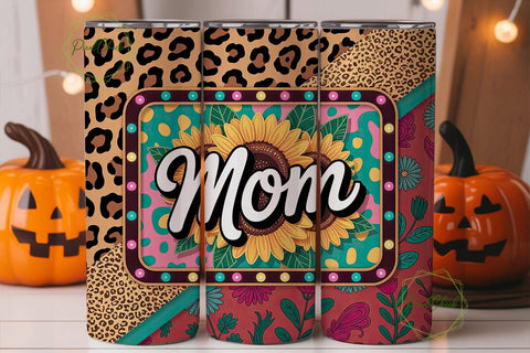 Mom Sunflower Leopard 20oz Tumbler Wrap Sublimation PixelChick 