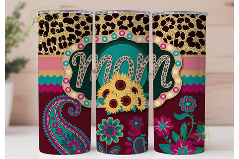 Mom Sunflower Leopard 20oz Tumbler Wrap Sublimation PixelChick 