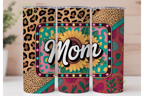 Mom Sunflower Leopard 20oz Tumbler Wrap Sublimation PixelChick 