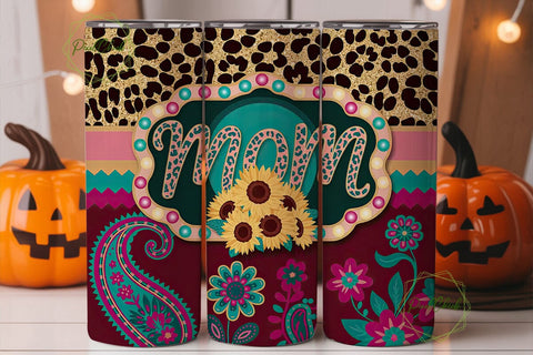 Mom Sunflower Leopard 20oz Tumbler Wrap Sublimation PixelChick 