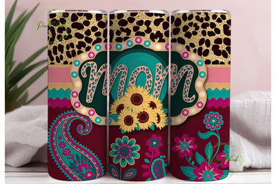Mom Sunflower Leopard 20oz Tumbler Wrap Sublimation PixelChick 