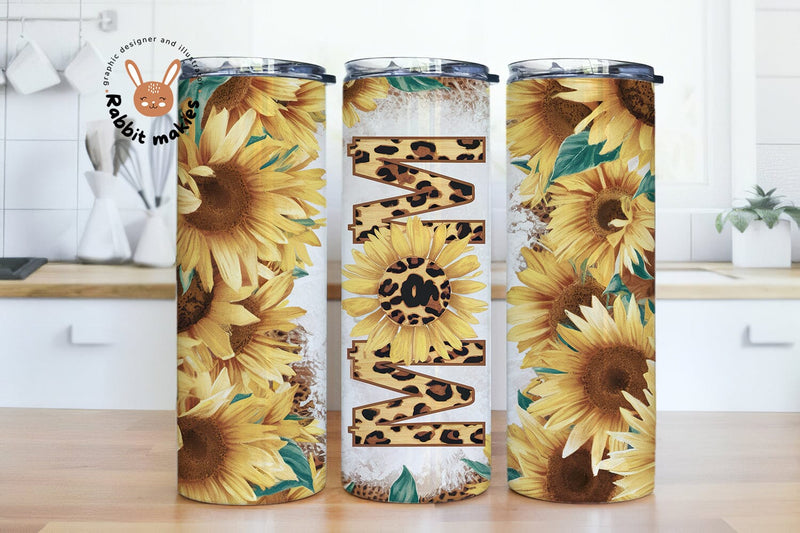 Mom Sunflower Tumbler Wrap PNG, Moms Sunflower 20oz Skinny Tumbler Sublimation Instant Digital Download Sublimation Rabbitmakies 