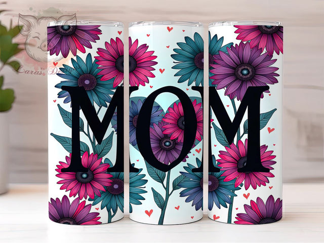 Mom Sunflowers Mother's Day Floral Spring Tumbler Wrap, Mother's Day Gift, 20oz Tumbler Wrap, Floral Sublimation, Sunflower Drinkware, Mom Gifts, Spring Tumbler Design Sublimation Lara' s Designs 