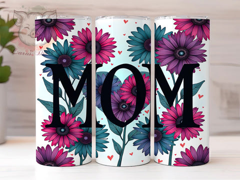 Mom Sunflowers Mother's Day Floral Spring Tumbler Wrap, Mother's Day Gift, 20oz Tumbler Wrap, Floral Sublimation, Sunflower Drinkware, Mom Gifts, Spring Tumbler Design Sublimation Lara' s Designs 