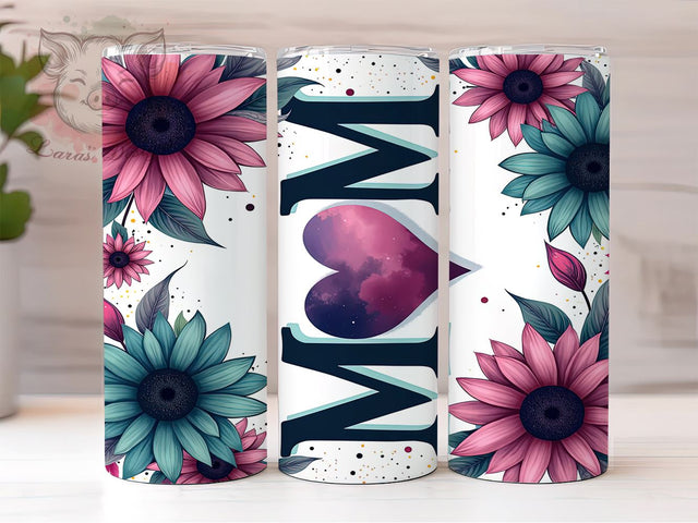 Mom Sunflowers Mother's Day Floral Spring Tumbler Wrap, Mother's Day Gift, 20oz Tumbler Wrap, Floral Sublimation, Sunflower Drinkware, Mom Gifts, Spring Tumbler Design Sublimation Lara' s Designs 