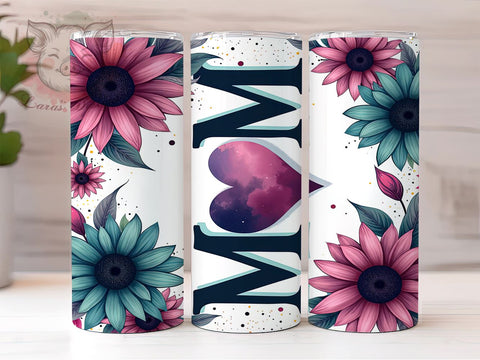 Mom Sunflowers Mother's Day Floral Spring Tumbler Wrap, Mother's Day Gift, 20oz Tumbler Wrap, Floral Sublimation, Sunflower Drinkware, Mom Gifts, Spring Tumbler Design Sublimation Lara' s Designs 