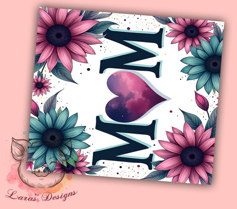 Mom Sunflowers Mother's Day Floral Spring Tumbler Wrap, Mother's Day Gift, 20oz Tumbler Wrap, Floral Sublimation, Sunflower Drinkware, Mom Gifts, Spring Tumbler Design Sublimation Lara' s Designs 