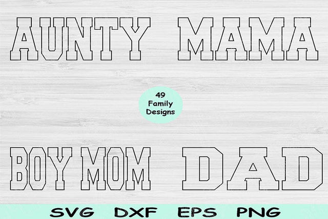 Mom Svg Png Cut File, Aunt Svg Files For Cricut, Family Svg Bundle Digital Design, Cousin Svg For Shirt Sublimation, Block Family Name Svg SVG TiffsCraftyCreations 
