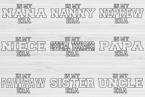 Mom Svg Png Cut File, In My Era Svg, Aunt Svg Files For Cricut, Family Svg Bundle Silhouette Digital Design Cousin Svg For Shirt Sublimation SVG TiffsCraftyCreations 