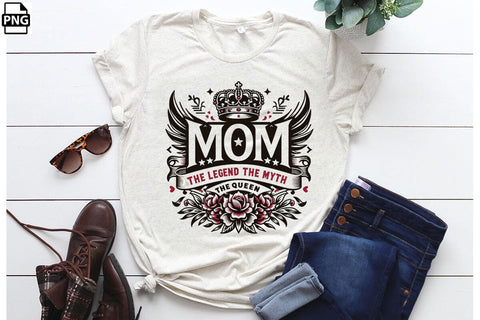 Mom The Legend The Myth The Queen Mother's Day PNG Clipart Sublimation Creativedesigntee 