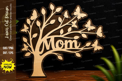 Mom Tree Laser Cut Wall Art Decorative File SVG Regulrcrative 