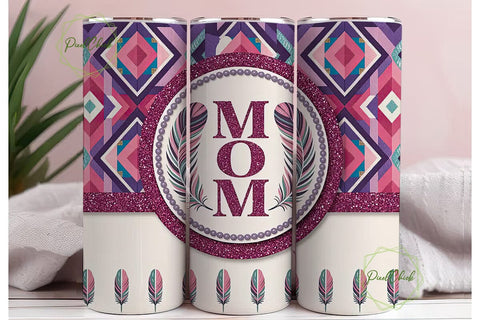 Mom Tribal Glitter 20oz Tumbler Wrap Sublimation PixelChick 