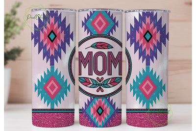 Mom Tribal Glitter 20oz Tumbler Wrap Sublimation PixelChick 