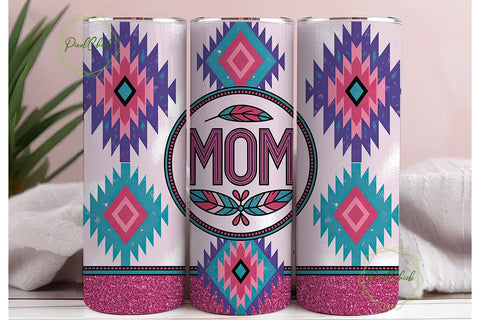 Mom Tribal Glitter 20oz Tumbler Wrap Sublimation PixelChick 