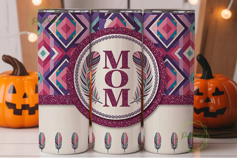 Mom Tribal Glitter 20oz Tumbler Wrap Sublimation PixelChick 