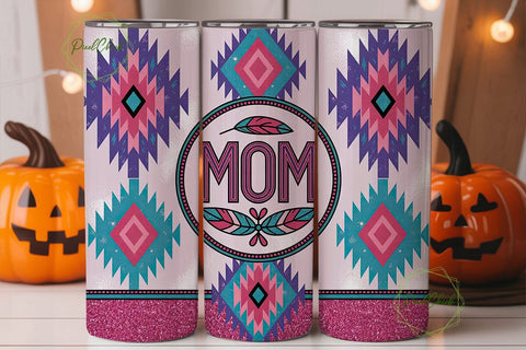 Mom Tribal Glitter 20oz Tumbler Wrap Sublimation PixelChick 