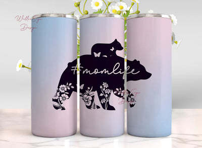 Mom Tumbler Wrap 20oz Skinny Straight Mother's Day Tumbler Sublimation Mama Design Digital Download Mom Life PNG Boho Floral Glitter Sublimation WillowSageDesign 