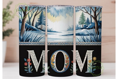 Mom Winter Scene 20oz Tumbler Wrap Sublimation PixelChick 