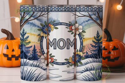 Mom Winter Scene 20oz Tumbler Wrap Sublimation PixelChick 