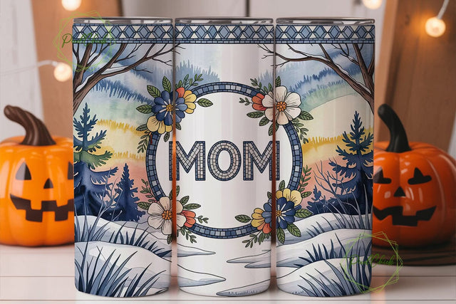 Mom Winter Scene 20oz Tumbler Wrap Sublimation PixelChick 