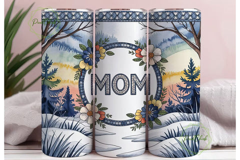 Mom Winter Scene 20oz Tumbler Wrap Sublimation PixelChick 