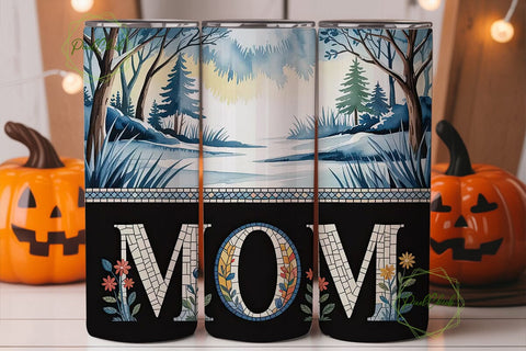 Mom Winter Scene 20oz Tumbler Wrap Sublimation PixelChick 