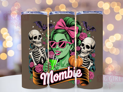 Mombie Funny Zombie Mom Tumbler, Zombie Skeleton, Funny Halloween, 20Oz Tumbler Wrap, Sublimation Drinkware, Creepy Mom Life, Spooky Humor Sublimation SvggirlplusArt 