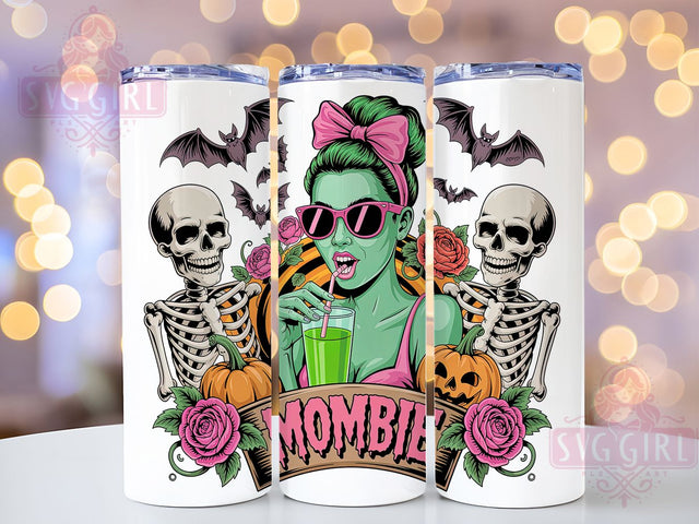 Mombie Funny Zombie Mom Tumbler, Zombie Skeleton, Funny Halloween, 20Oz Tumbler Wrap, Sublimation Drinkware, Creepy Mom Life, Spooky Humor Sublimation SvggirlplusArt 