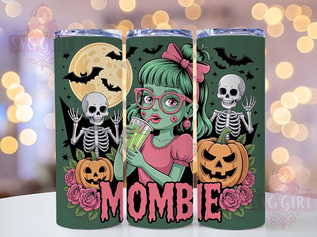 Mombie Funny Zombie Mom Tumbler, Zombie Skeleton, Funny Halloween, 20Oz Tumbler Wrap, Sublimation Drinkware, Creepy Mom Life, Spooky Humor Sublimation SvggirlplusArt 