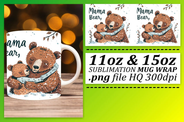Momma Bear Sublimated Mug Wrap Sublimation afrosvg 