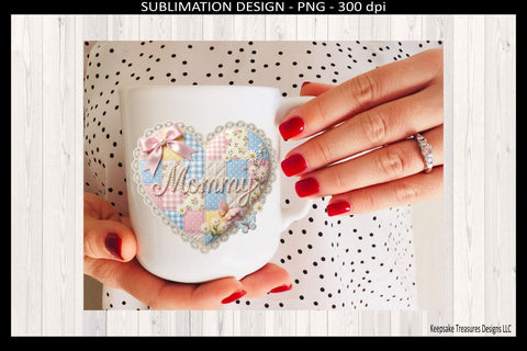 Mommy Patchwork Heart Sublimation PNG, Mother's Day PNG, Pink Quilt Mommy Design, Floral Patchwork Mom Graphic, DIY Cards Shirts Mugs Sublimation Keepsake Treasures Designs LLC. 