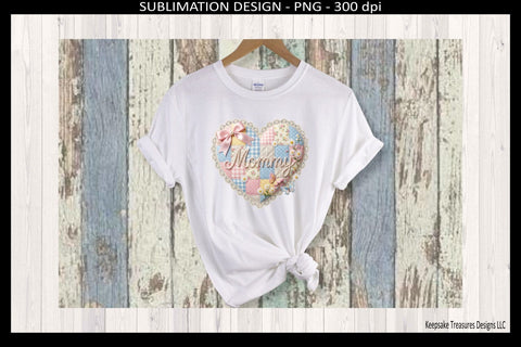 Mommy Patchwork Heart Sublimation PNG, Mother's Day PNG, Pink Quilt Mommy Design, Floral Patchwork Mom Graphic, DIY Cards Shirts Mugs Sublimation Keepsake Treasures Designs LLC. 