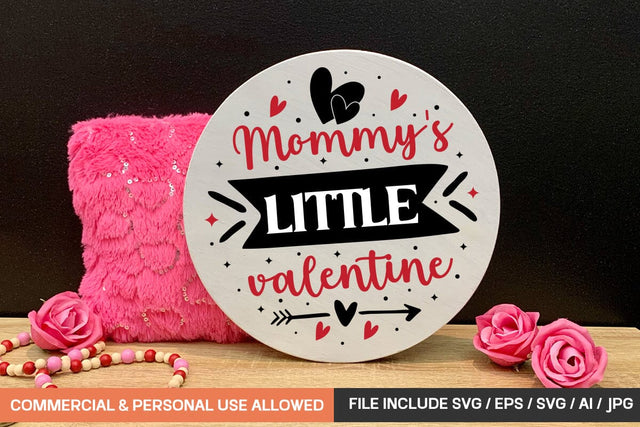 Mommy's Little Valentine Round Sign Svg Design SVG designmaster24 