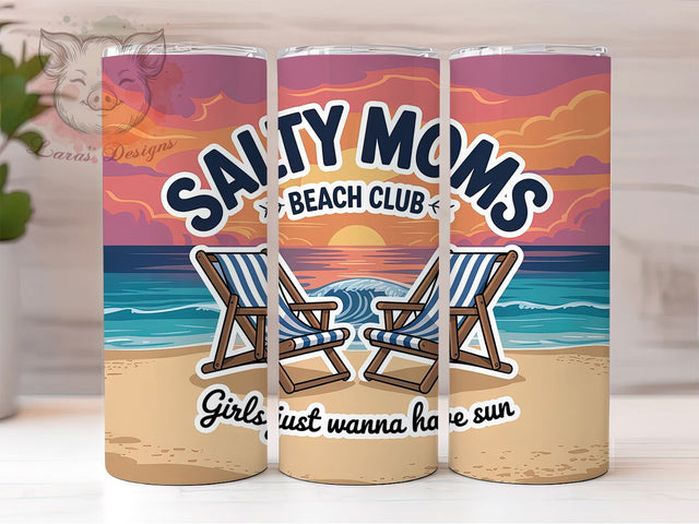 Moms Beach Club Sun 20oz Tumbler, Moms Beach Club, Girls Just Wanna Have Sun, Sublimation Tumbler Wrap, 20oz Tumbler, Summer Coastal Gift, Fun Ocean Vibes Sublimation Lara' s Designs 