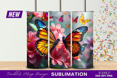 Monarch butterflies on pink blossoms tumbler png Sublimation Regulrcrative 