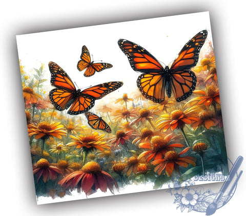 Monarch Butterfly 20oz Skinny Tumbler, Butterfly Tumbler Png, Straight & Tapered Tumbler Wrap, Instant Digital Download Sublimation ToriDesigns 