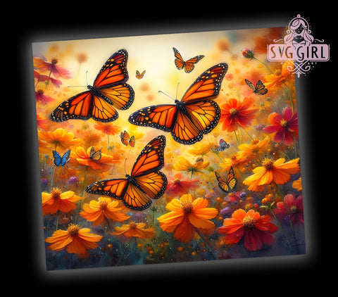 Monarch Butterfly 20oz Tumbler Wrap Sublimation Design, Straight Tapered Tumbler Wrap,Butterfly Tumbler Png, Instant Digital Download Sublimation SvggirlplusArt 