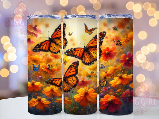 Monarch Butterfly 20oz Tumbler Wrap Sublimation Design, Straight Tapered Tumbler Wrap,Butterfly Tumbler Png, Instant Digital Download Sublimation SvggirlplusArt 